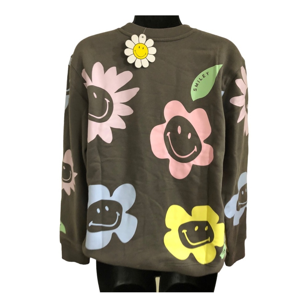 BSR by Samii Ryan dark gray sunflower smiley faces‎ pullover sweatshirt size XS - Picture 16 of 16